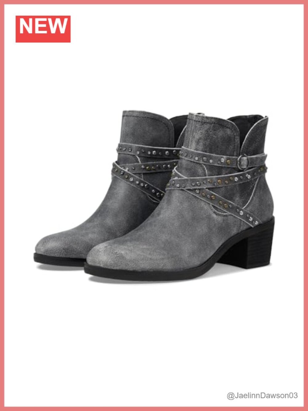 Lucky Brand Womens Callam Studded Strap Leather Ankle Bootie Zip Closure